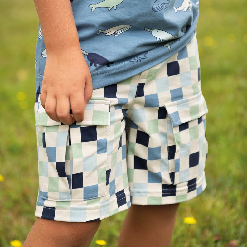 Katoenjersey Ruit| Poppy Fabrics – natuur/blauwgrijs,  image number 5