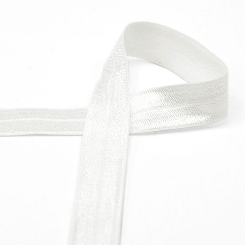 Elastisch bandje (rubberen vouw) glanzend [20 mm] – ecru,  image number 1