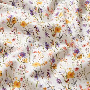 Decostof Katoenkeper Wilde bloemen – ivoor/lila, 