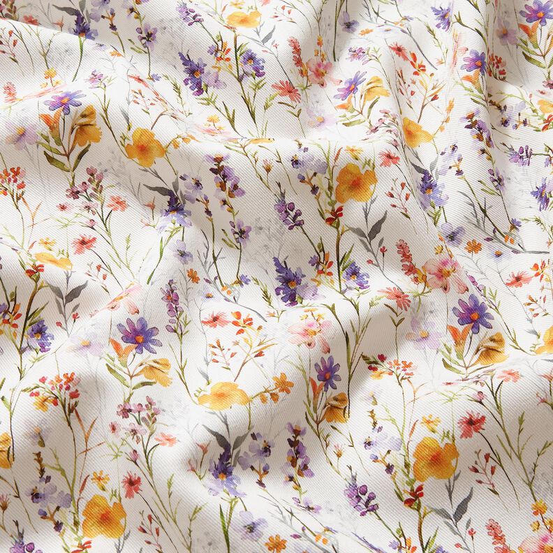 Decostof Katoenkeper Wilde bloemen – ivoor/lila, image number 2