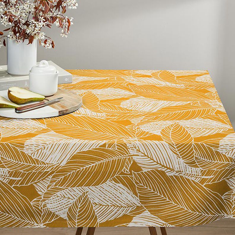 Decostof Canvas Grote bladeren – currygeel,  image number 6