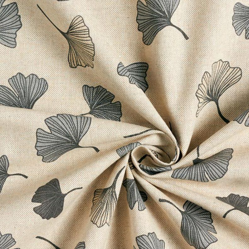Decostof half panama Ginkgo bladeren – grijs/natuur, image number 5