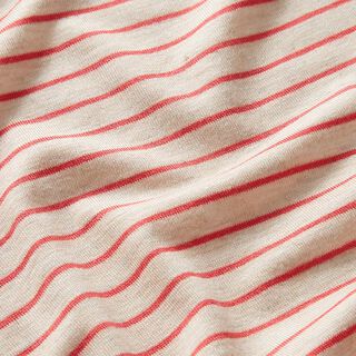 Viscosejersey smalle horizontale strepen – natuur/pink, 