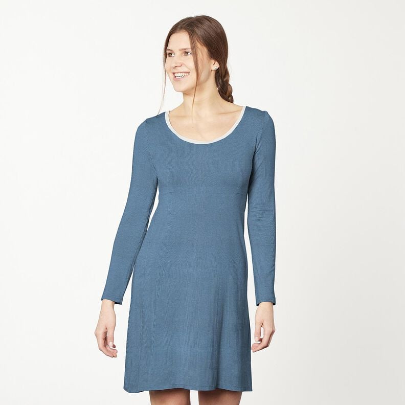 Ribjersey fijne 2-1-1-1 ribbels – jeansblauw,  image number 7