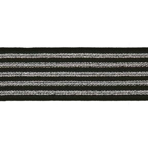 Gestreepte elastiek [ Breedte: 25 mm ] – zwart/zilver, 