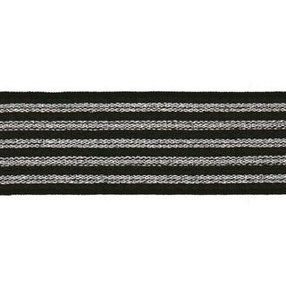 Gestreepte elastiek [ Breedte: 25 mm ] – zwart/zilver, 