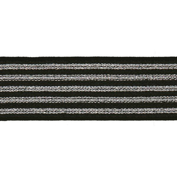 Gestreepte elastiek [ Breedte: 25 mm ] – zwart/zilver,  image number 1