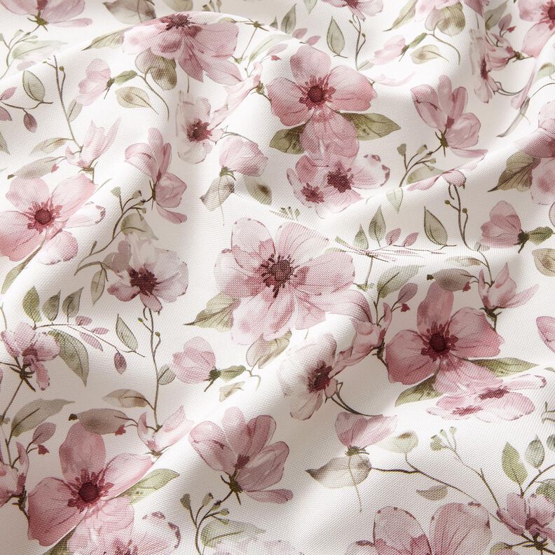 Tafelkleedstof Aquarelbloemen – ivoor/licht oudroze,  image number 3