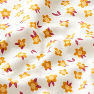 GOTS Ribjersey SALLY AND FRIENDS Tiny Flowers | Hamburger Liebe | albstoffe – ecru, 