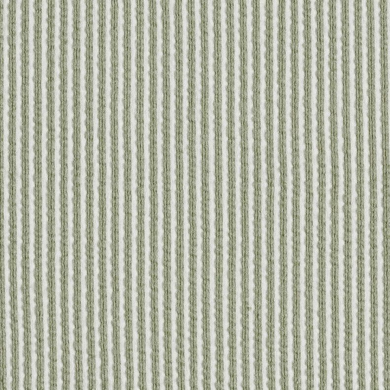 Katoenjersey Seersucker Fijne strepen – riet/wit,  image number 1