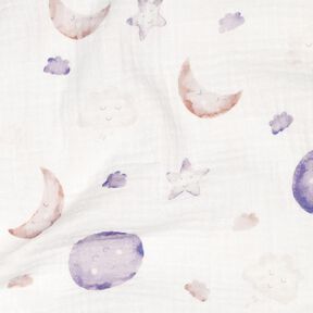GOTS Mousseline/dubbel gehaakte stoffen Nachtelijke hemel Digitaal printen | Poppy Fabrics –, 