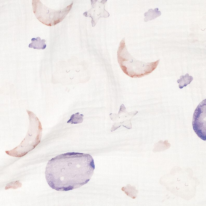 GOTS Mousseline/dubbel gehaakte stoffen Nachtelijke hemel Digitaal printen | Poppy Fabrics –,  image number 2