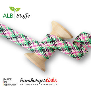 GOTS Biologische vlechtkoord TWIST ME Check [24 mm] | Albstoffe – neongroen/roze, 