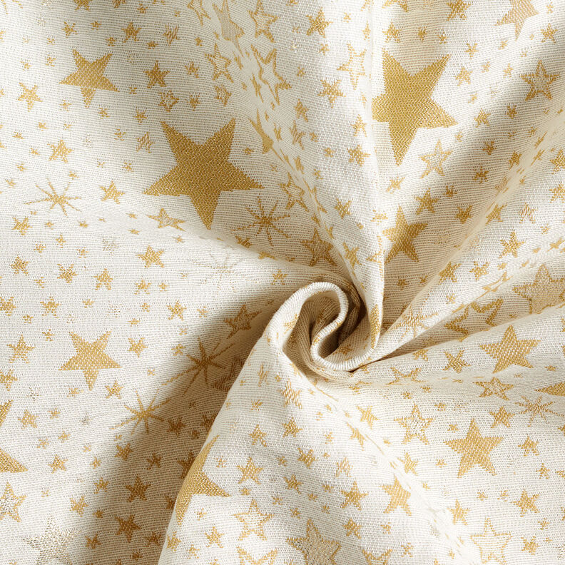 Decostof Jacquard Lurex zee van sterren – lichtbeige/goud,  image number 3