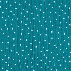 Mousseline/dubbel gehaakte stoffen Stippen – petroleum/wit, 