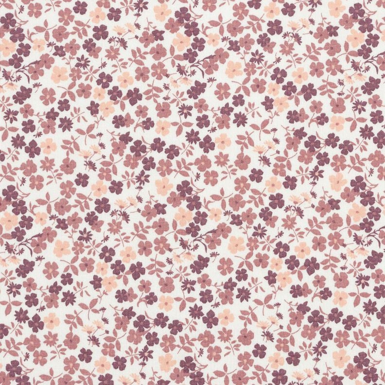 Katoenjersey Bloemenzee &ndash; wit/lila,  image number 1