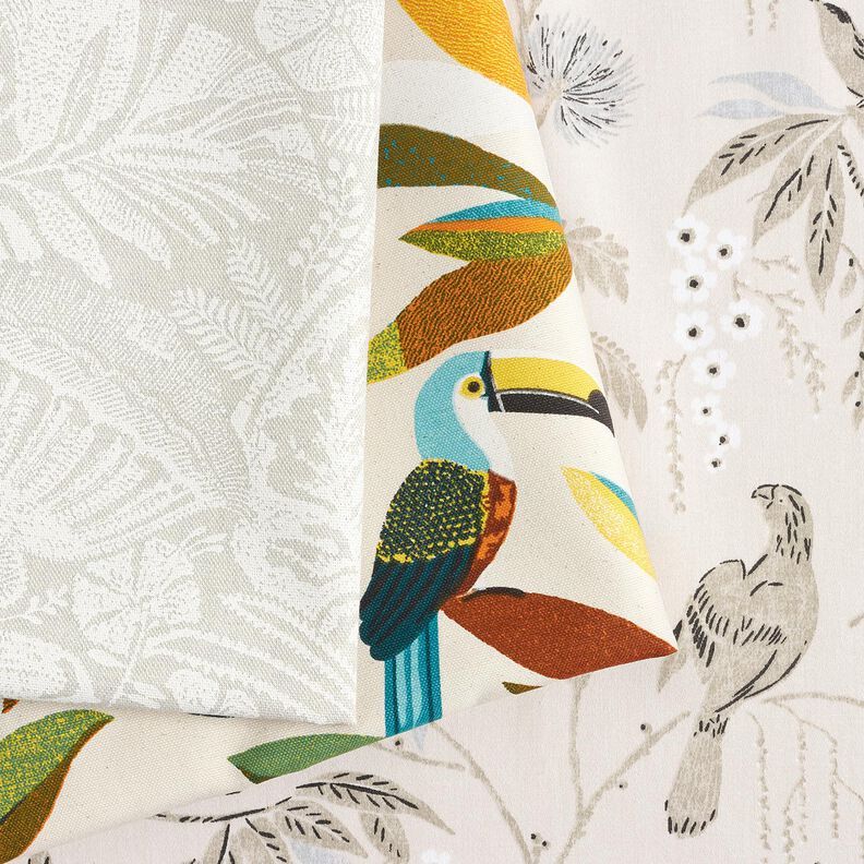 Decostof Half panama Gebloemde paisley – natuur/wit, image number 5