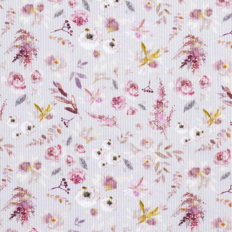 Ribjersey delicate wilde bloemen digitale print – pastellila/roodlila, image number 1