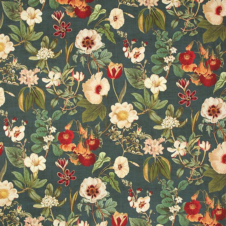 Decostof Canvas Nostalgische bloemen – donkergroen,  image number 1