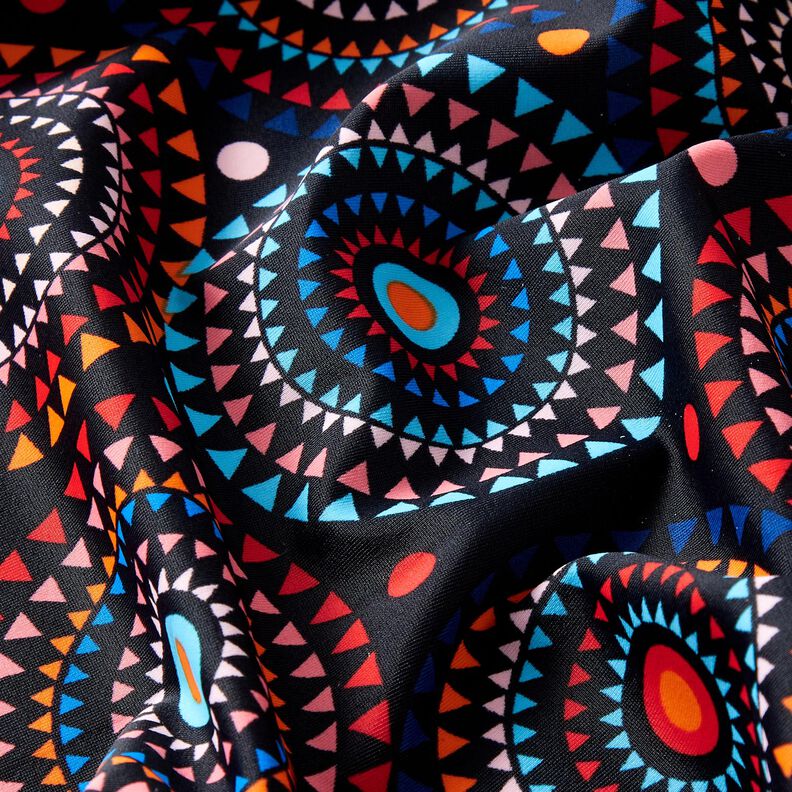 Badpakstof Mandala – zwart blauw/vuurrood,  image number 2