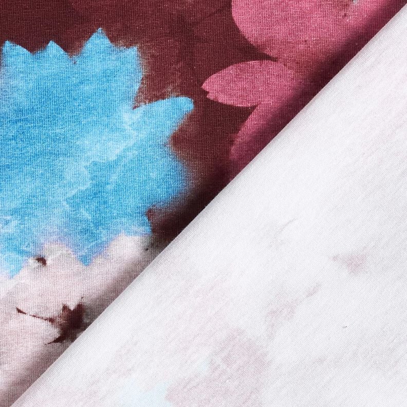 Katoenjersey Wazige bloemen digitale print &ndash; merlot/blauw,  image number 4