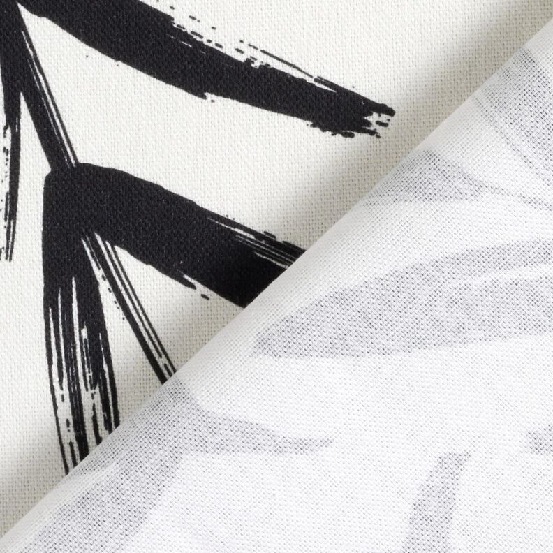 Decostof Half panama Minimalistische bladeren – zwart/ivoor, image number 4