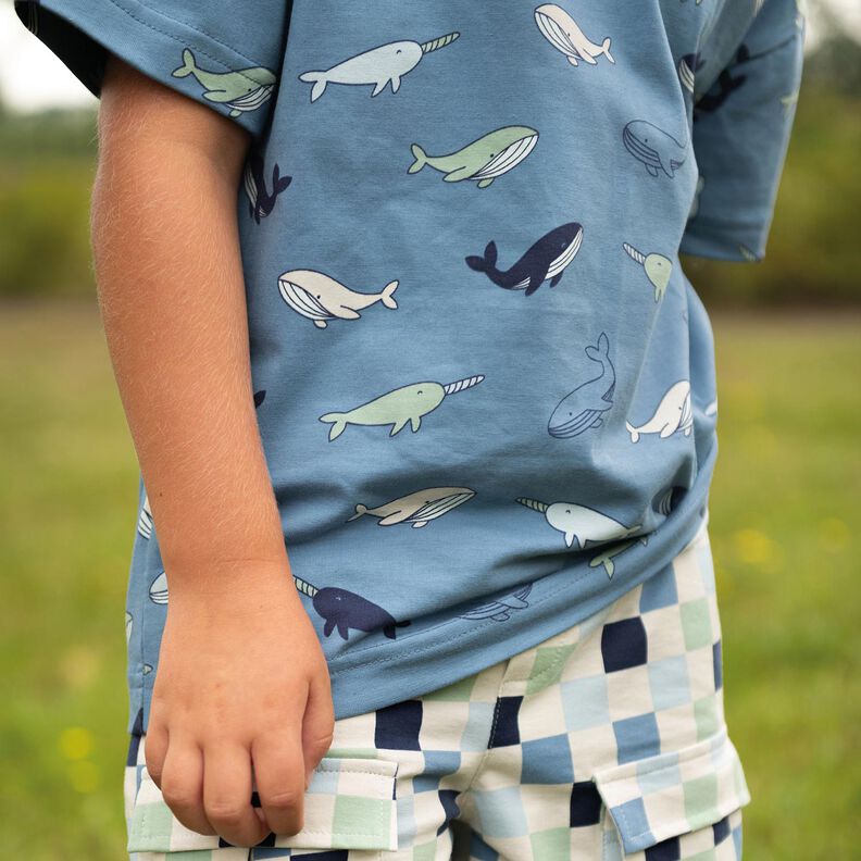 Katoenjersey schattige walvissen| Poppy Fabrics – blauwgrijs/marineblauw,  image number 7