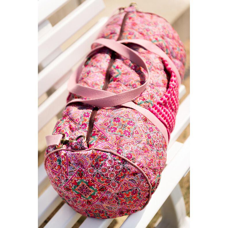 Doorgestikte stof Doubleface Ruiten | Poppy Fabrics – intens roze/dennengroen,  image number 6