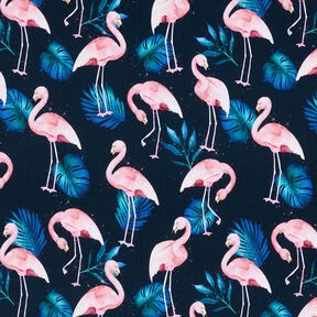 Katoenjersey Flamingo | Glitzerpüppi – nachtblauw/lichtroze, 