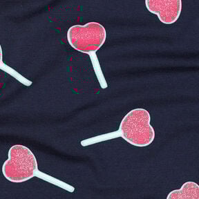 Katoenjersey Glitter hart lolly's | Poppy Fabrics – nachtblauw, 