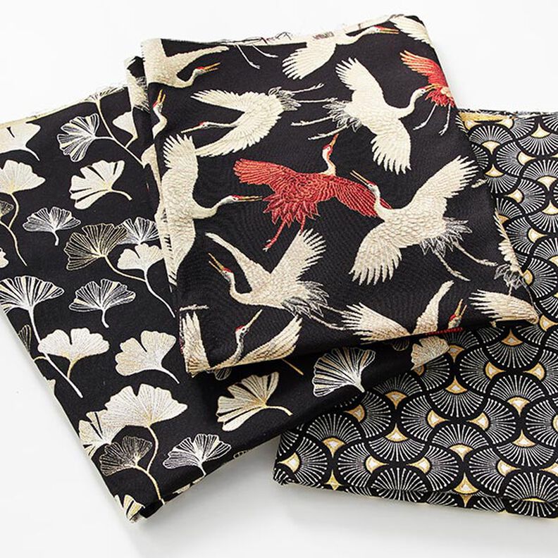 Decostof Jacquard Kleine vakken – zwart/goud,  image number 7