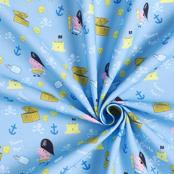 Cretonne Licentiestof Peppa Pig George Piraat | ABC Ltd. – lichtblauw, image number 3