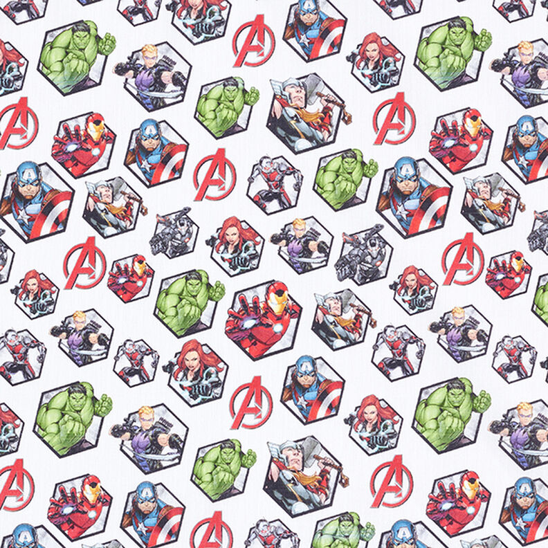 Cretonne Licentiestof Avengers motieftegels | Marvel – wit,  image number 1