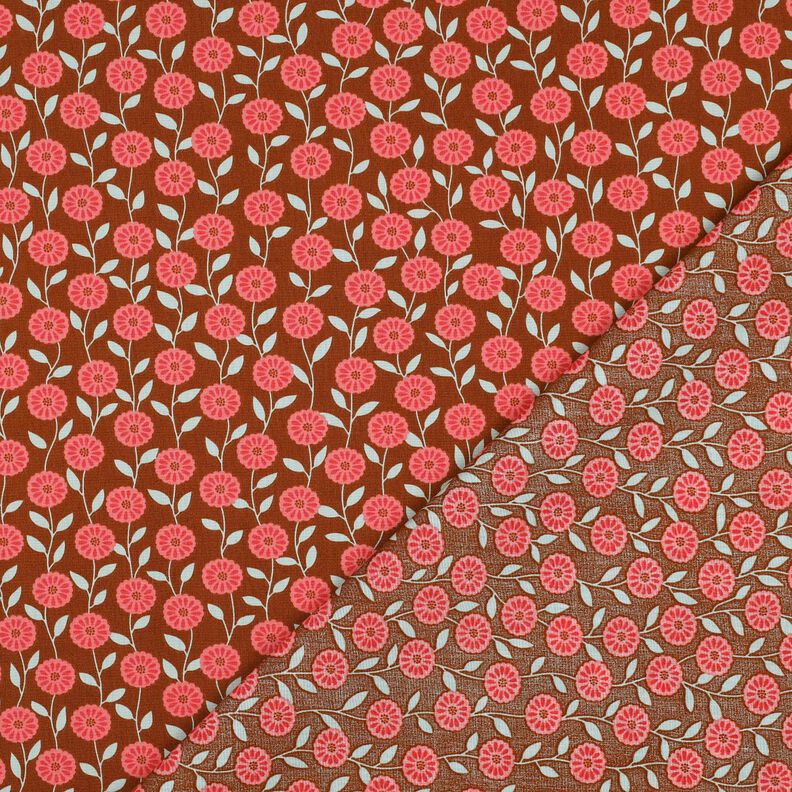 Katoenpopeline Zomerbloemen| Poppy Fabrics – kreeft/brons,  image number 4