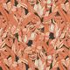 Katoenen stof Cretonne Tropische bladeren – zwart/terracotta,  thumbnail number 1