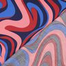 Katoensatijn Retro golven| Poppy Fabrics – marineblauw/pink,  thumbnail number 4