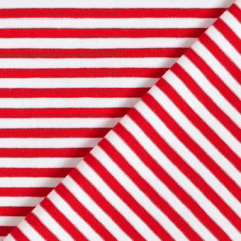 Katoenjersey smalle strepen – rood/wit,  image number 4