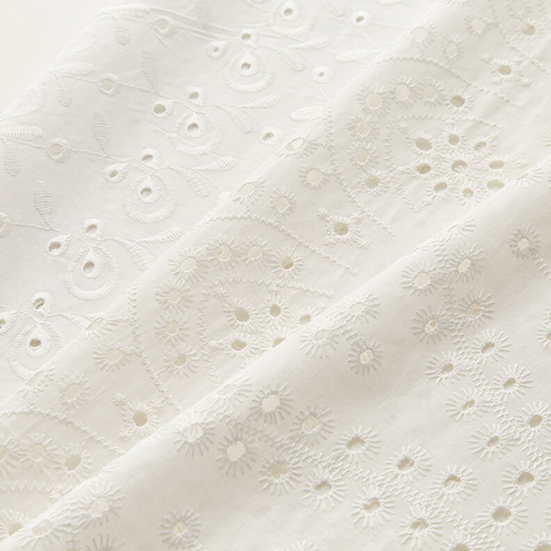 Katoenen stof los borduursel druppels – wit,  image number 6