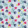 Katoenstof tropische bloemen – lichtblauw,  thumbnail number 1