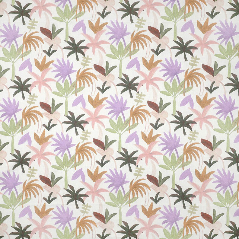 Katoenen voile palmbomen | Nerida Hansen – wit/roze,  image number 1
