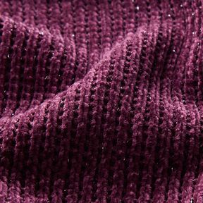 Glitter chenille – aubergine/zilver metallic, 