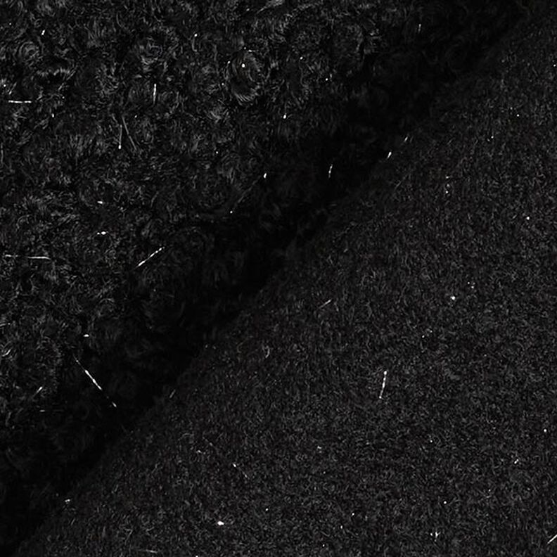 Breiwerk bouclé glanzende draden – zwart,  image number 3