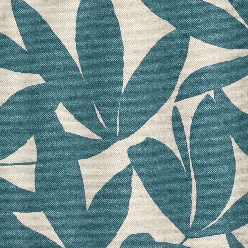 Decostof Half panama gewone bladeren – oceaanblauw/natuur,  image number 5