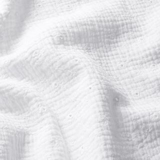 Mousseline los borduursel bloemen – wit, 