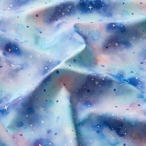 Regenjasstof Aquarel sterrenhemel Digitaal printen – ijsblauw/blauwlila, 