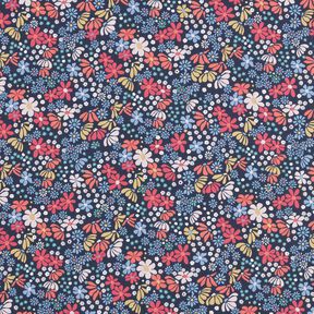 Katoenen stof Cretonne gemengde bloemen – nachtblauw, 