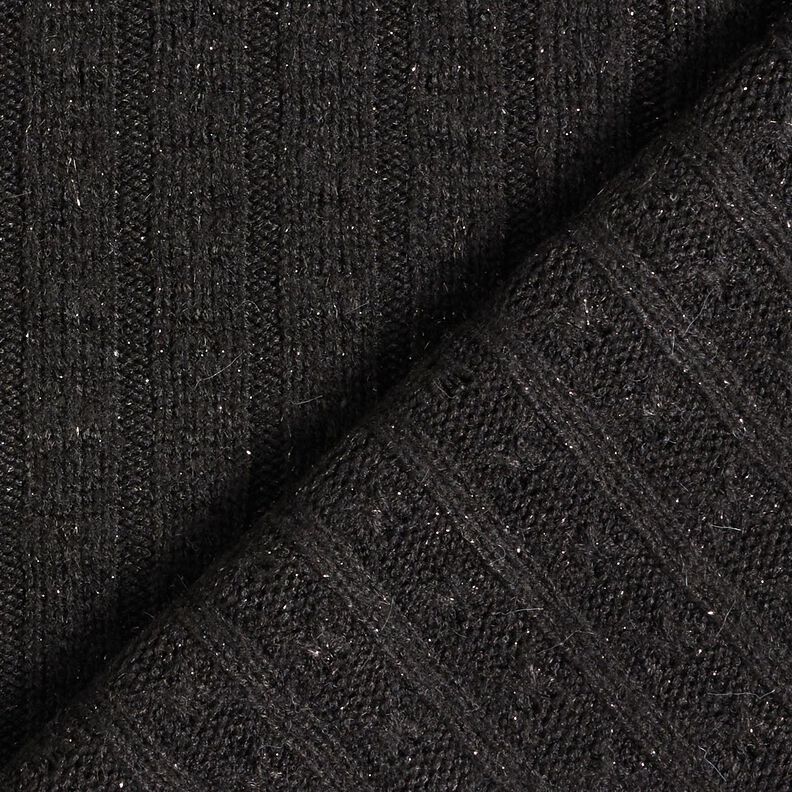Breistof Ajour elegante glitterstrepen – zwart,  image number 4