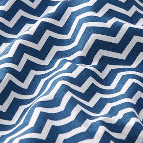 Katoenen stof Cretonne Zigzag – marineblauw/wit, 
