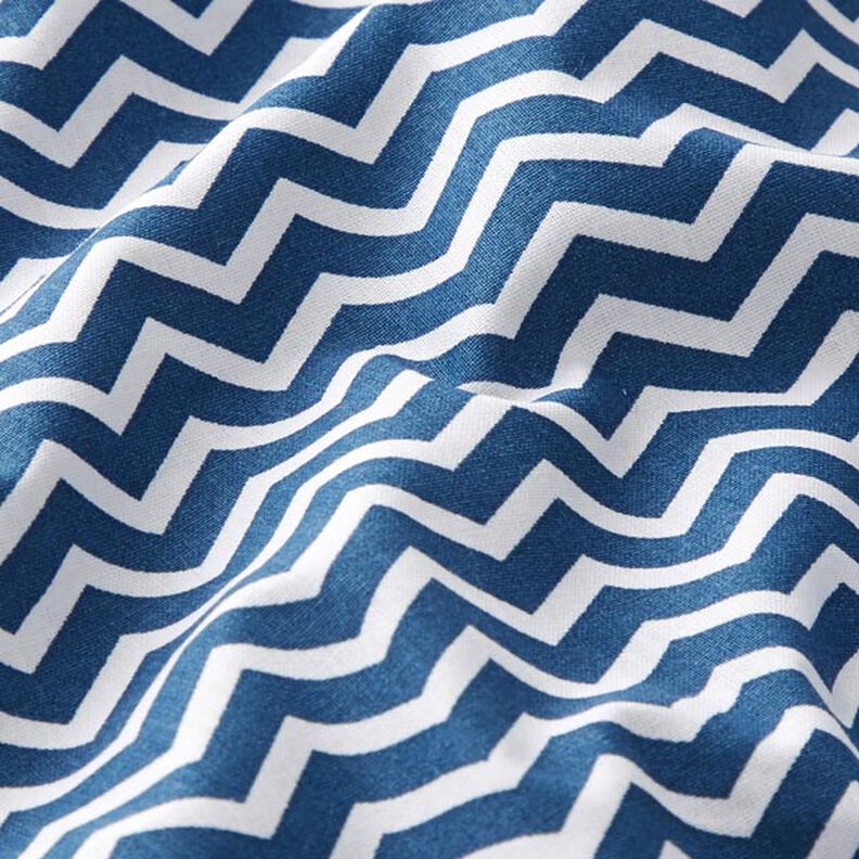 Katoenen stof Cretonne Zigzag – marineblauw/wit,  image number 2
