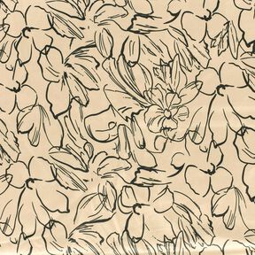 Schetsen van bloemen van rekbaar velours – zand/zwart, 